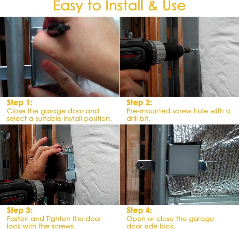 ALCAN Residential Garage Door Universal and Adjustable Lock System | Lock Replacement for Garage Door Repair | Hardware Lock Garage Repair | Slide Lock Garage Door Security | Garage Hardware Lock Security - Image 5